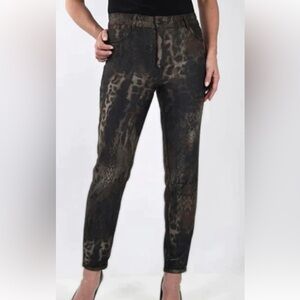 Reversible animal print jeans. Reverse side is  army green. Size is 10.